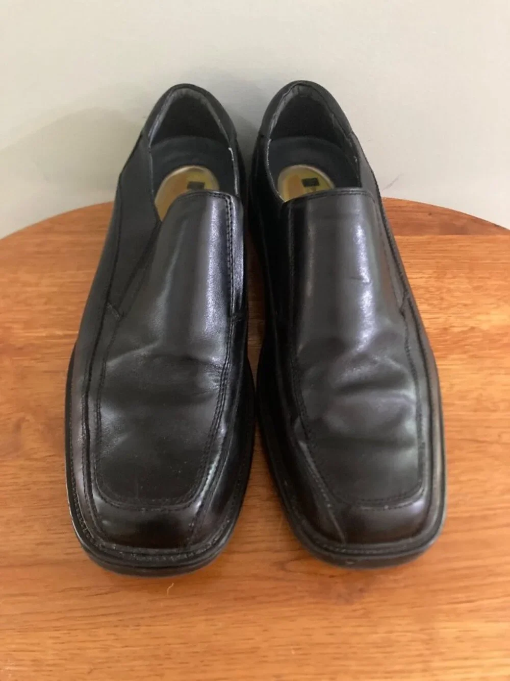 Dockers Mens Black Leather Slip-On Loafers With All Motion Comfort Soles Size 10